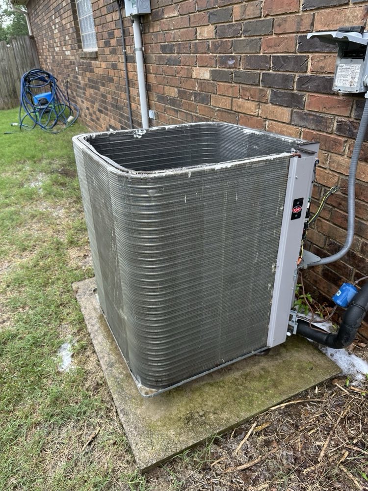 The same outdoor AC unit after its coil was cleaned
